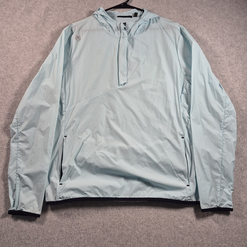 GREYSON Newago Pac Lite Mens‎ Large Pullover Anorak Jacket Light Blue Wolf Logo